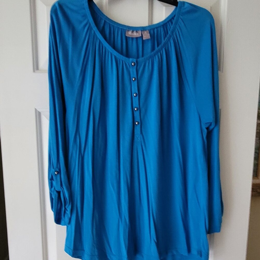 Chico's Blue 3/4 sleeve Top size 3